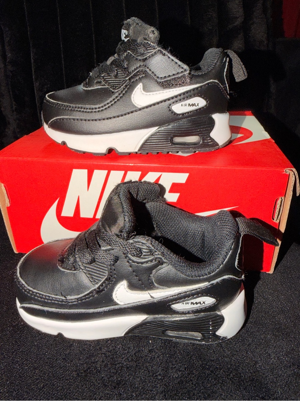 Nike Air Max 90 EasyOn Toddler 6C Black White Sneakers w/ Box HF6359-002